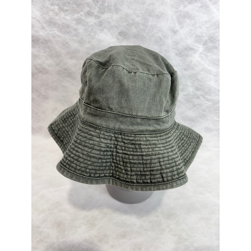 Vintage Olive Green Cotton Bucket Hat One Size Fits All Sun Fishing Cap